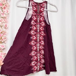 🌸 4/$20 Bohemian Tent Dress small burgundy paisley